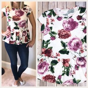 Beautiful Floral Peplum Shirt